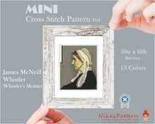 Mini Cross Stitch Pattern ART - Whistler's Mother By James McNeill Whistler painting cross stitch PDF pattern Small Tiny Miniature art