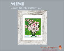 Mini Cross Stitch Pattern ART - Vase with Roses- by Vincent van Gogh Famous painting cross stitch PDF pattern Small Tiny Miniature art