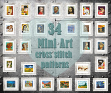 Mini cross stitch pattern Modern tiny art - The Poplars at Saint-Remy by Vincent van Gogh Famous art miniature painting Easy beginner PDF