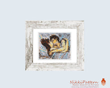 Mini cross stitch pattern Modern tiny art - In Bed The Kiss by Toulouse Lautrec Famous art miniature painting Easy beginner PDF chart