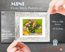 Mini cross stitch pattern Vincent van Gogh -Vase with Oleanders and Book- Famous painting Tiny masterpiece Small cross stitch PDF