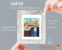 Mini cross stitch pattern American Gothic by Grant Wood Modern cross stitch Famous painting Mini Tiny small masterpiece Easy art PDF chart