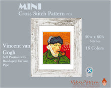 Mini Cross Stitch Pattern ART Self Portrait with Bandaged Ear and Pipe- by Vincent van Gogh Famous painting PDF pattern Small Tiny Miniature