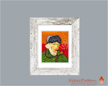 Mini Cross Stitch Pattern ART Self Portrait with Bandaged Ear and Pipe- by Vincent van Gogh Famous painting PDF pattern Small Tiny Miniature