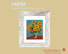 Mini Cross Stitch Pattern ART - Bouquet of Sunflowers- by Claude Monet Famous painting cross stitch PDF pattern Small Tiny Miniature art