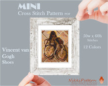 Mini Cross Stitch Pattern ART - Shoes- by Vincent van Gogh Famous painting masterpiece cross stitch PDF pattern Small Tiny Miniature art