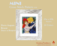 Mini cross stitch pattern Modern tiny art - Dance at Bougival - by Pierre-Auguste Renoir - Tiny famous painting Small masterpiece Famous Art