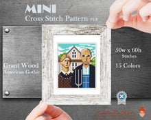 Mini cross stitch pattern American Gothic by Grant Wood Modern cross stitch Famous painting Mini Tiny small masterpiece Easy art PDF chart